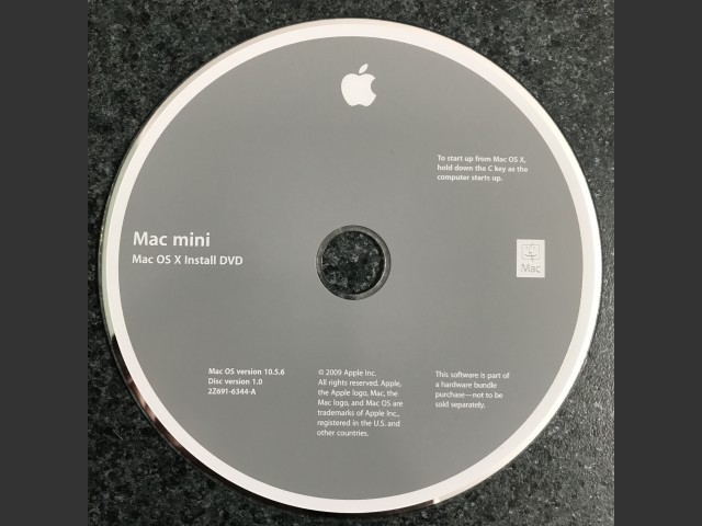 Mac OS X 10.5.6 (Disc 1.0) (Mac mini 2009) (691-6344-A,2Z) (DVD DL) (2009)