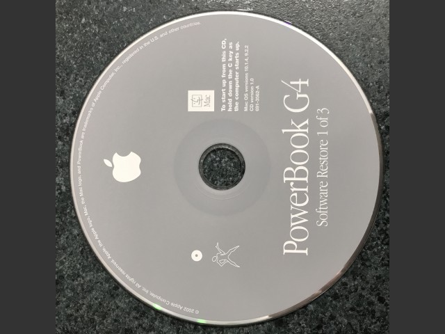 691-3562-A,,PowerBook G4. Software Restore (3 CD set) Mac OS v10.1.4, v9.2.2. Disc v1.0... (2002)