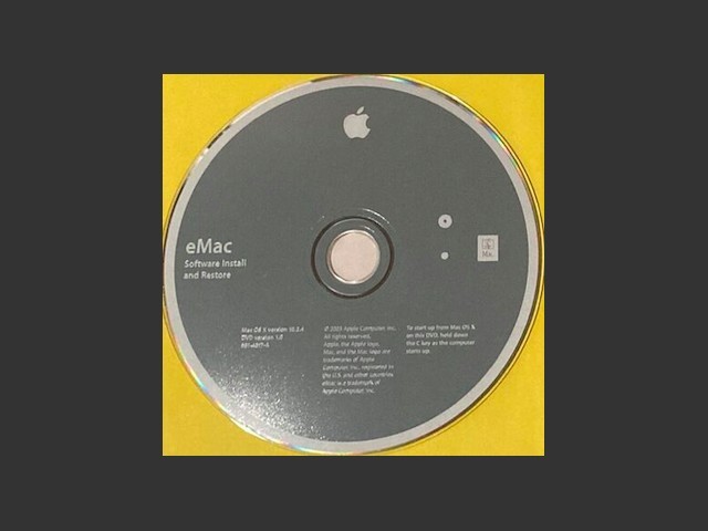 (MISSING) eMac Software Install and Restore (v1.0) (macOS 10.2.4) (691-4817) (2003)