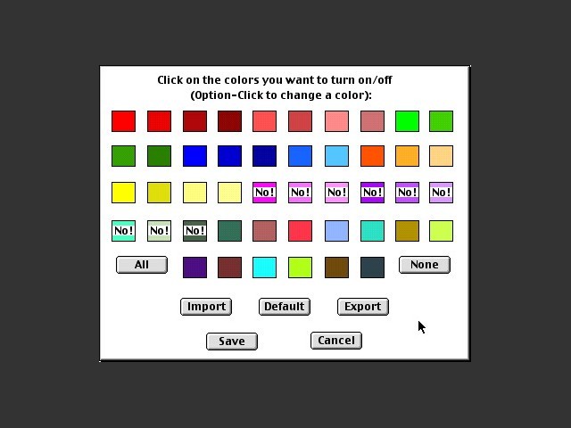 Colors configuration window 