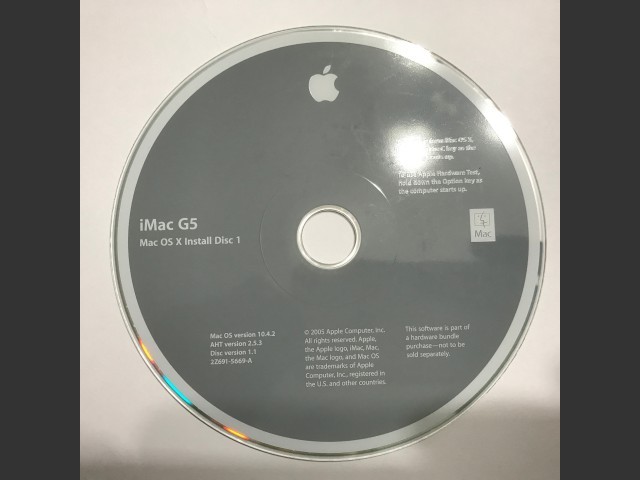 iMac G5 (Summer 2005, ALS, iSight) Restore Disks / Mac OS 9.2.2 & X 10.4.2 (2005)