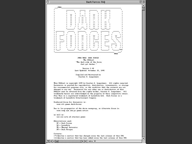 Dark Forces FAQ (1996)