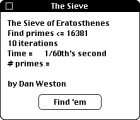 The Sieve, CPU speed tester (1985)
