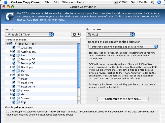 CCC 3.4.7 on Mac OS Tiger 10.4 on iBook G3 