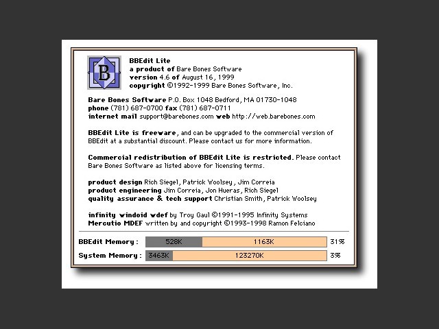 BBEdit Lite 4.6 (1999)