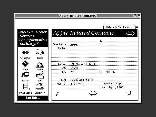 Apple Developer Services: The Information Exchange (TIE) (1988)