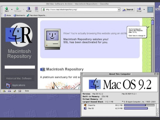 Classilla surfing on Macintosh Repository in 2017 under Mac OS 9.2.2! 