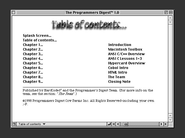 Table of contents 