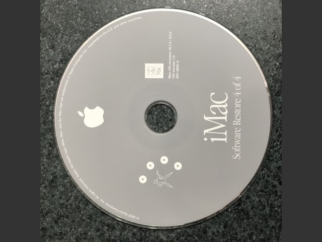 691-3647-A,,iMac. Software Restore (4 CD set) Mac OS v10.1.4, v9.2.2 Disc v1.0 2002 (CD) (2002)