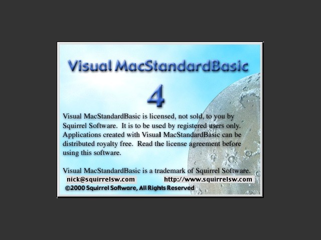 Visual Mac Standard Basic 4.1 splash screen 