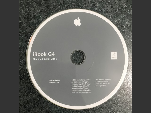 691-5278-A,2Z,iBook G4. Mac OS X Install (3 CD set) Disc v1.0 2005 (DVD) (2004)