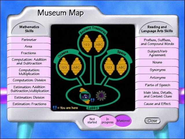 Museum map screen (topics menu) 