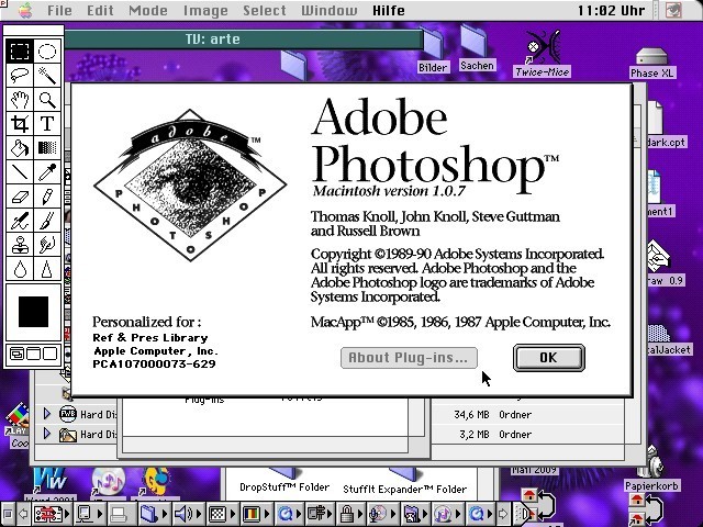 Adobe Photoshop 1.0.7 with MacOS 9.1 