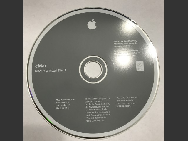 eMac Mac OS X 10.4 Install AHT v2.5 Disc v1.1 (DVD DL) (2005)