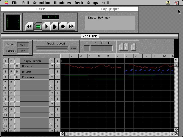 Overview of loaded MIDI file. 