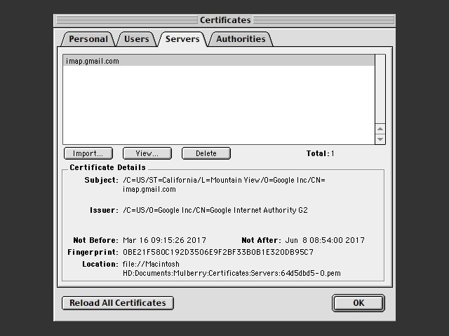 Ability to accept modern certs 