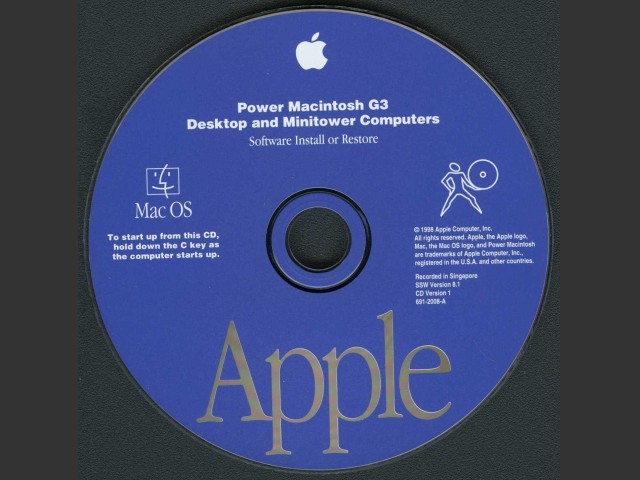 Mac OS 8.1 (Disc 1.0) (G3 DT, MT) (691-2008-A) (CD) (1998)