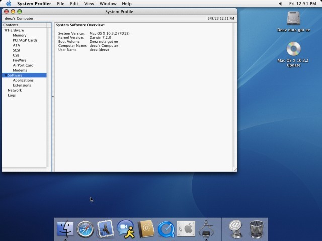 Mac OS X Panther 10.3.2 (Update Beta build 7D15) (2003)