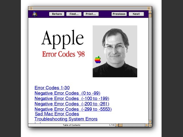 Apple Error Codes '98 (1997)