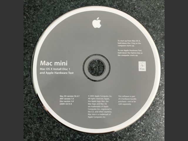 Mac OS X 10.3.7 (7T11) for Mac Mini G4 1.25ghz or 1.42ghz (691-5213-A) (2005)