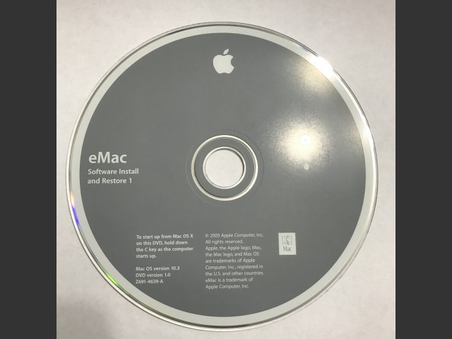 Mac OS X 10.3 (Disc 1.0) (eMac) (691-4639-A,2Z) (DVD) (2003)