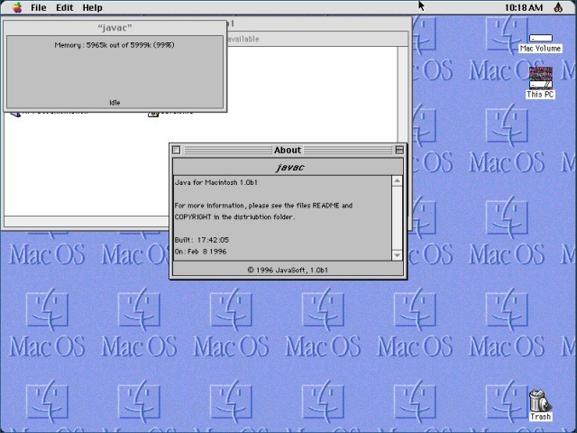Macintosh Java Development Kit (JDK) 1.0 (1996)