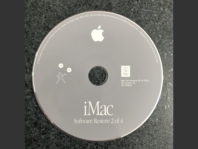 691-3647-A,,iMac. Software Restore (4 CD set) Mac OS v10.1.4, v9.2.2 Disc v1.0 2002 (CD) (2002)