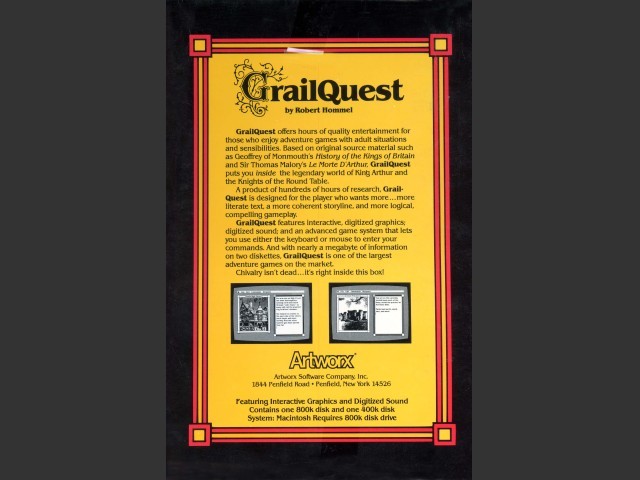 GrailQuest Box Back 