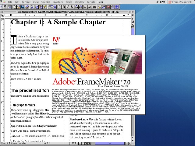 Adobe Framemaker 7 splash 