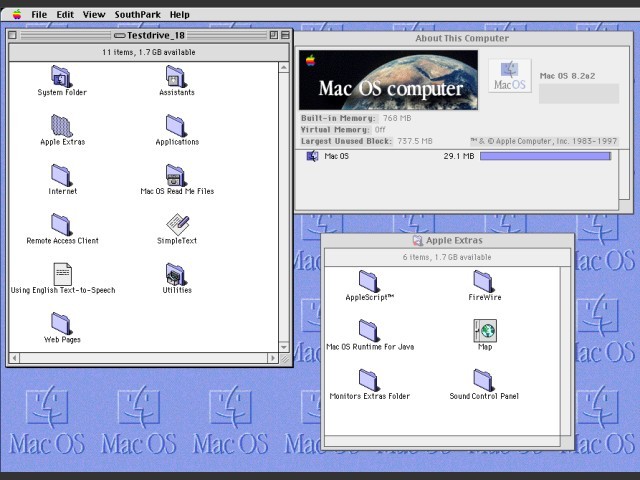 Mac OS 8.2a2 (alpha) "SouthPark" (1998)