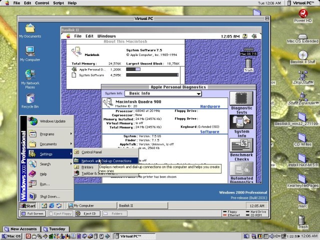 Running Windows 2000 Beta 3 and Basilisk II emulator on VPC 3 