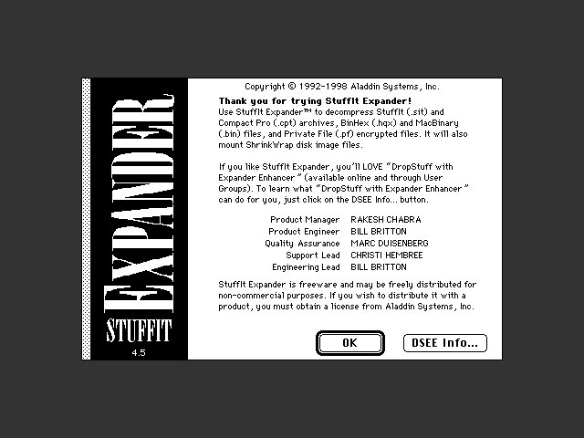 StuffIt Expander and DropStuff with EE 4.5 (1998)