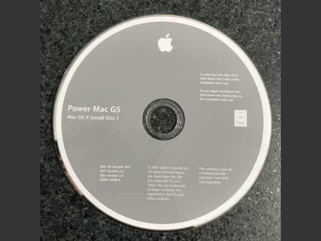Power Mac G5 Mac OS X 10.4 Install (2 DVD set) AHT v2.5 Disc v1.0 2005 (DVD) (2005)