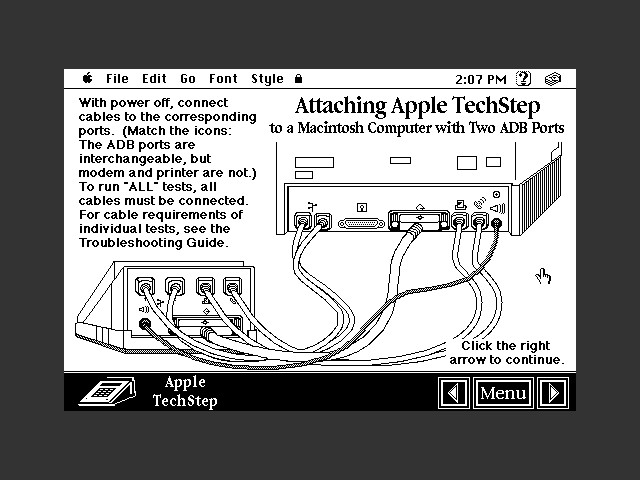 Hypercard stack showing Mac connection 