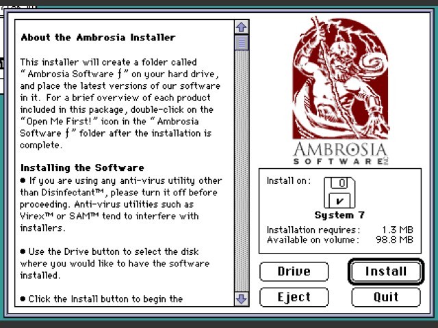 Ambrosia Software Shareware Disk (1993) (1993)