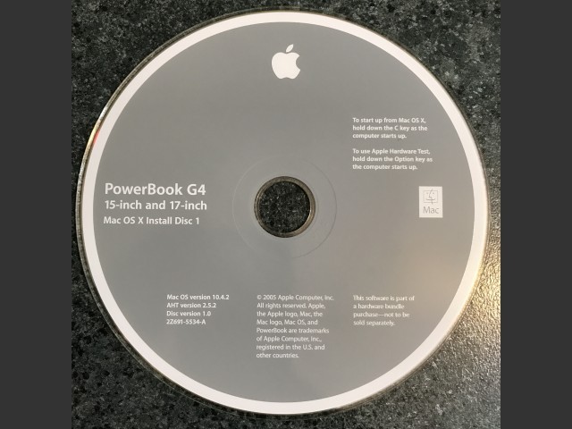 Mac OS 9.2.2 & X 10.4.2 (PowerBook G4 1.67/15-Inch and 17-inch) (2005)