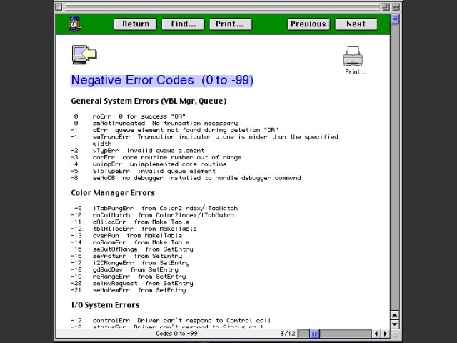 Examples of Error Codes 