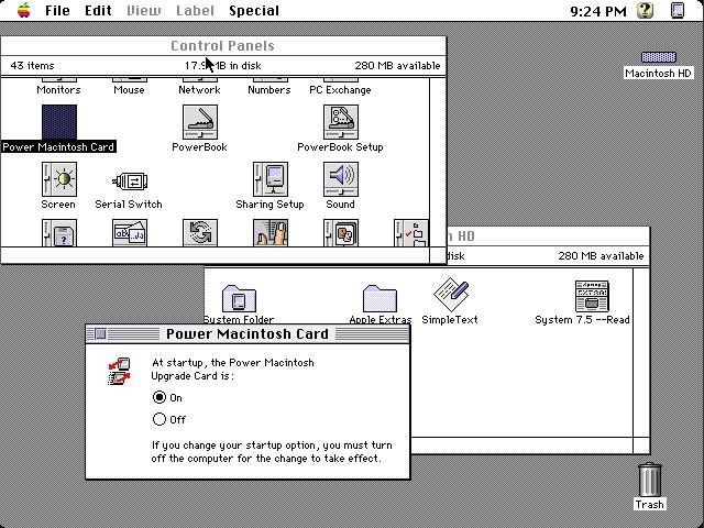 Macintosh OS 7.5 desktop in Basilisk II 