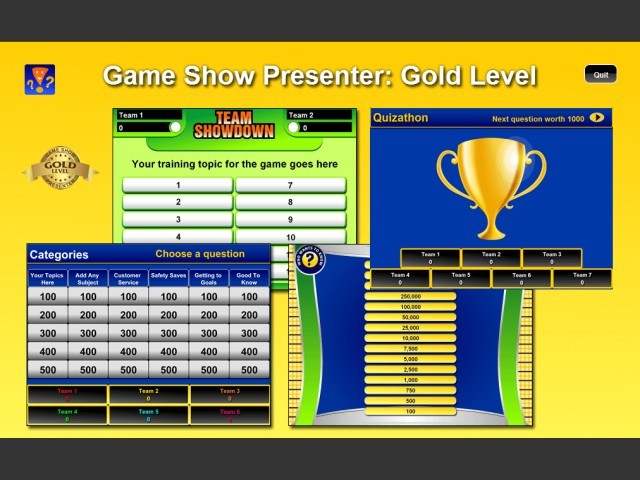 Game Show Presenter GOLD final release has four styles of game show templates. Just add your own... 