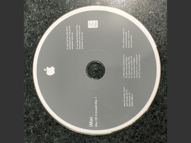 691-5883-A,2Z,iMac Mac OS X Install Disc 1. Mac OS v10.4.7. AHT v3A112. Disc v1.0 (DVD... (2006)