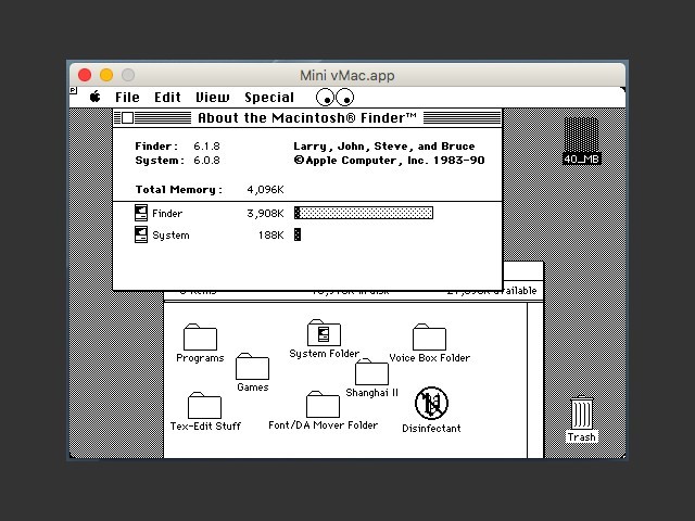Mac System 6.0.8 for MiniVMac (1990)
