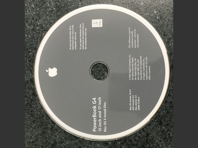 PowerBook G4 15-inch & 17-inch Mac OS X 10.3.7 Install AHT v2.5. Disc v1.0 2005 (DVD DL) (2005)