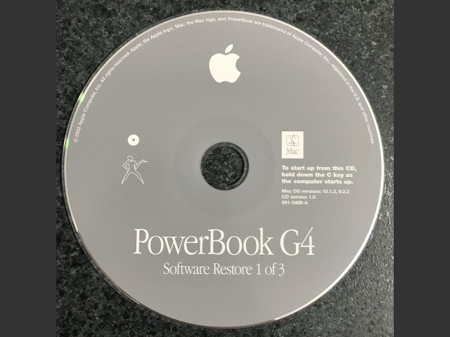 691-3408-A,,PowerBook G4. Software Restore (3 CD set) Mac OS v10.1.2, v9.2.2 2002 (CD) (2002)