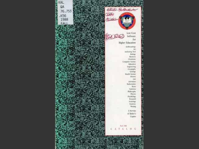 Kinko's Academic Courseware Exchange Fall 1988 Catalog (1988)