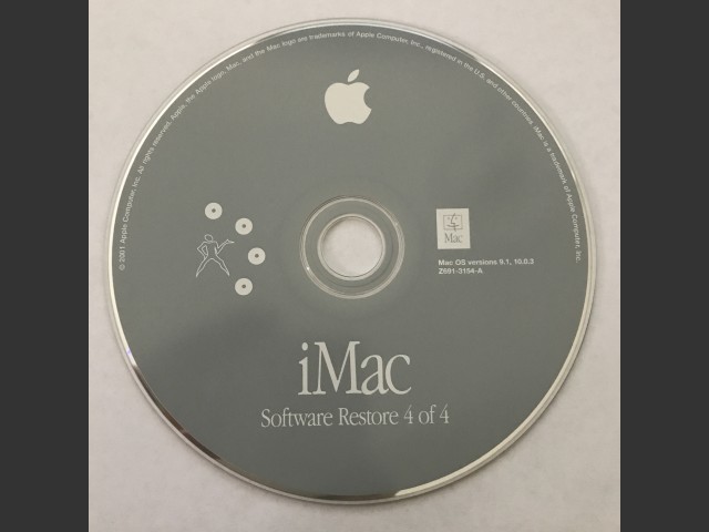 691-3151-A,Z,iMac. Software Restore (4 CD set) Mac OS v10.0.3, v9.1 (CD) (2001)