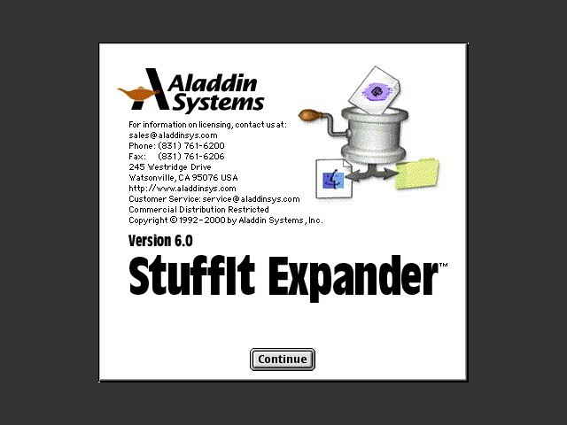 Stuffit Expander 6.0 installer splash screen 