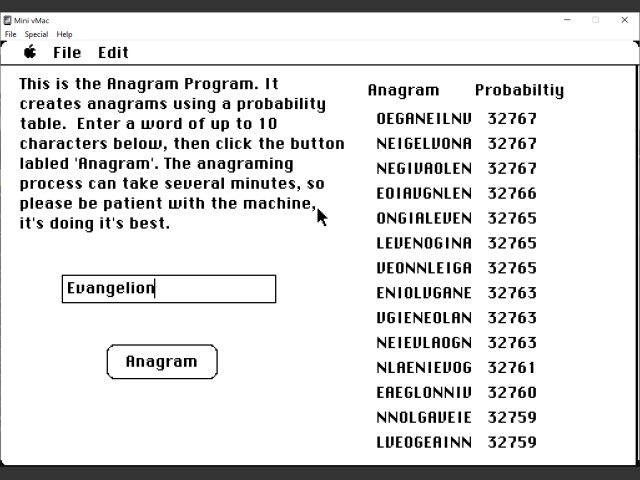 Probability Anagrams (1988)