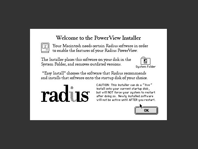 Radius Powerview 1.1 Original Floppy: Radiusware 2.02 : scsiprobe 3.3 all on disk (1992)