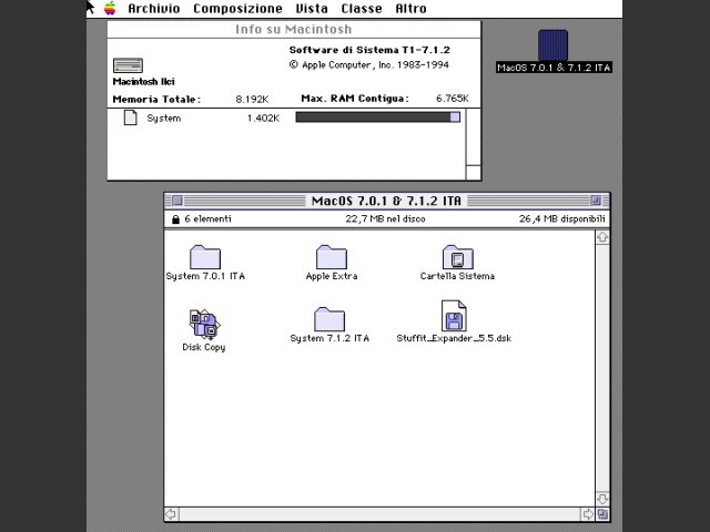 Contenuto del disco CD-ROM avviabile per installare il System 7.0.1 o 7.1.2 