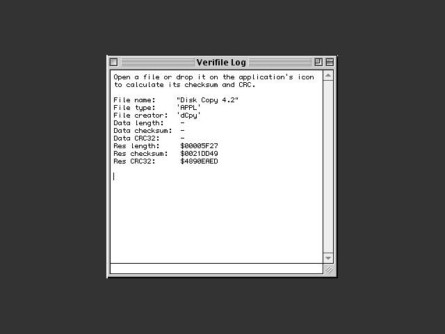 Verifile output window 